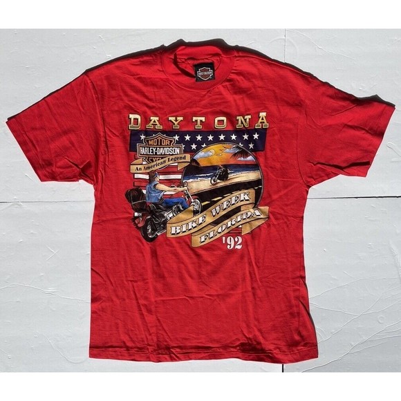 Harley Davidson T Shirt 1992 Daytona Bike Week Single Stitch USA Vintage Men’s L - Picture 1 of 8